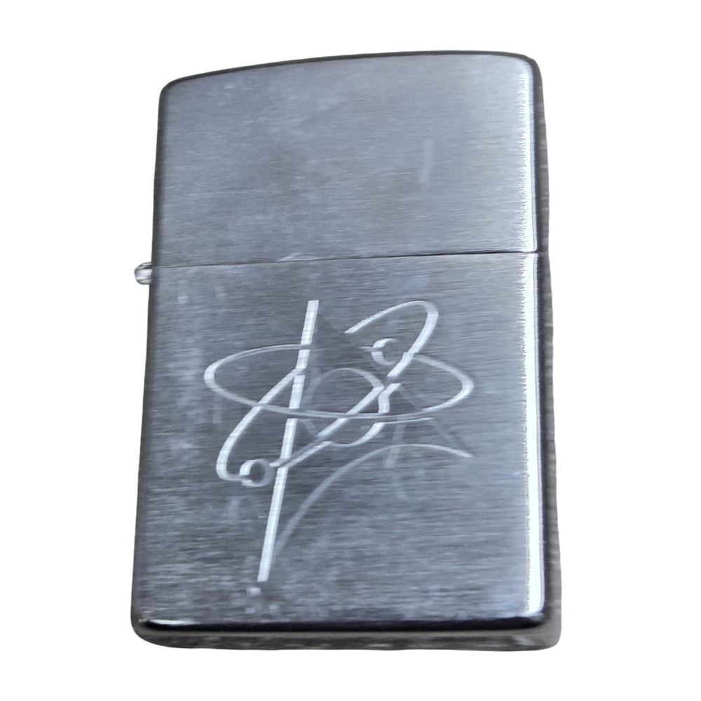 Vintage Zippo Lighter 1992 J VIII Atomic Science Symbol Engraved Chrome Made USA